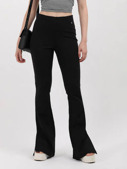Calvin Klein - Black Flared Fit Solid Mid Rise Trouser