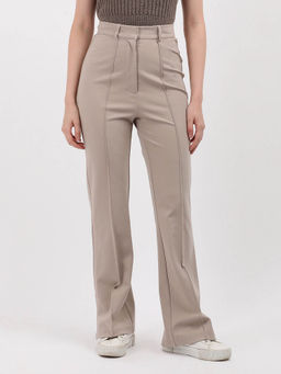 Calvin Klein - Brown Flared Fit Solid Mid Rise Trouser