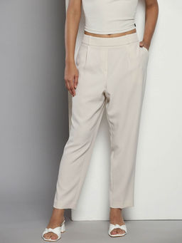Calvin Klein - Beige Regular Fit Solid Mid Rise Trouser