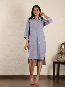 Spring Soul - Blue Embroidered Dress