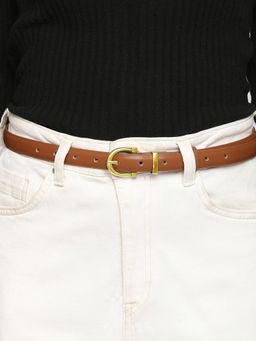 Twenty Dresses by Nykaa Fashion - Brown Solid Classic Slim Belt