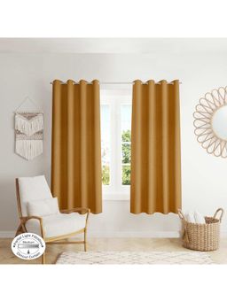 HomeTown - Nora Shades Solid Dim Out Window Curtain In Mustard Colour