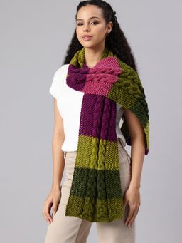 Magic Needles - Women Multi Colored Knitted Scarf