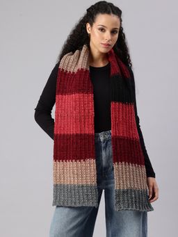 Magic Needles - Women Multi Colored Knitted Scarf