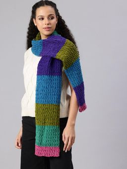 Magic Needles - Women Multi Colored Knitted Scarf