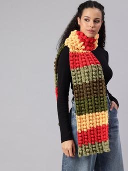 Magic Needles - Women Multi Colored Knitted Scarf