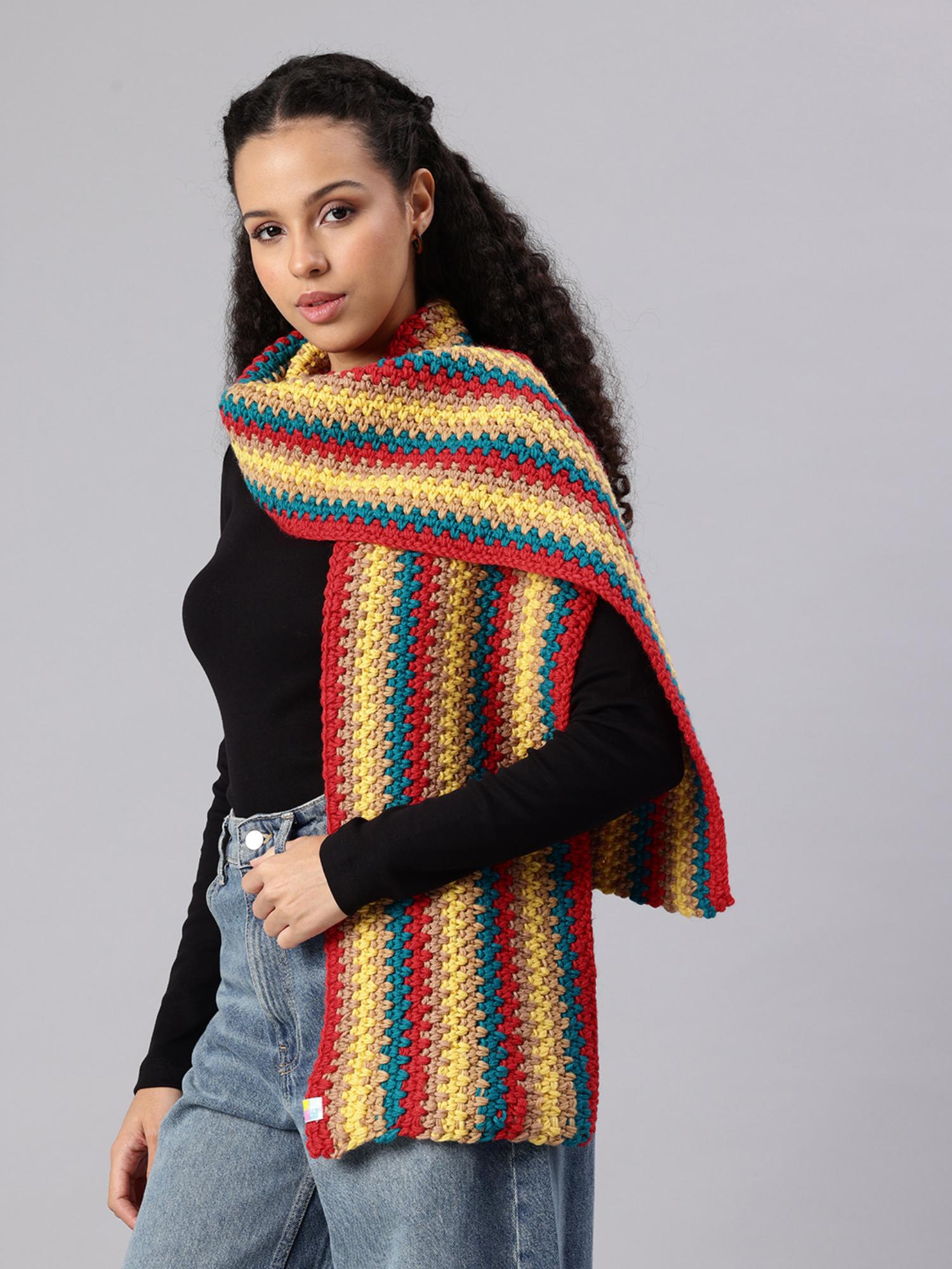 magic needles Women Multi-Color Handmade Crochet Scarf-picture-37