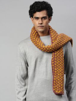 Magic Needles - Men Mauve And Yellow Vardhman Scarf