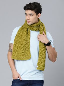Magic Needles - Men Green Self Design Crochet Scarf