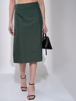 TOKYO TALKIES - Women Solid Checked A-Line Midi Skirt