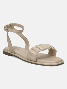 BAGATT - Flower Beige Women Leather Ankle Strap Flat Sandals