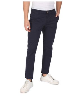 U.S. POLO ASSN. - Men Navy Austin Denver Slim Fit Solid Trousers