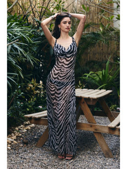 IT GIRL - Female Chiffon Black Printed Wild Escape Dress