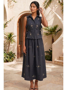 BOHO-CHIC By Sukriti Jain - Black Embellished Sleeveless Co-Ord Set