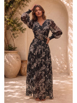 BOHO-CHIC By Sukriti Jain - Black Midnight Blossom Maxi Dress
