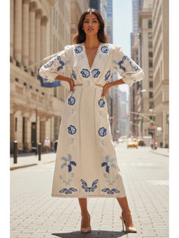 BOHO-CHIC By Sukriti Jain - White Bird Paradise Midi Dress