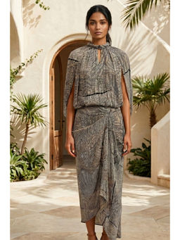 BOHO-CHIC By Sukriti Jain - Black Abstract Printed Draped Co-Ord Set