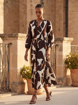 DaKauz - Brown Obsidian Bloom Maxi Dress