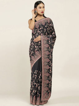 Soch - Embroidered Georgette Saree with Unstitched Blouse