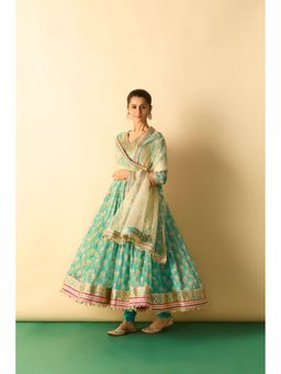 Gopi Vaid - Akira Blue Anarkali with Churidar and Dupatta