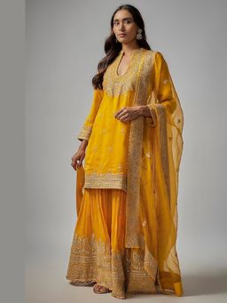 Gopi Vaid - Bipasha Basu In Golconda Shiddat Yellow Kurta with Sharara and Dupatta