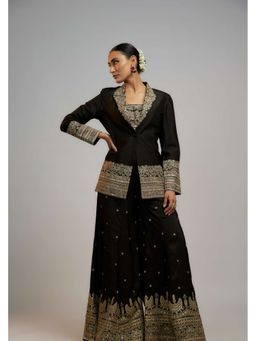 Gopi Vaid - Karishma Mehta In Golconda Afreen Black Blazer with Sharara and Bustier
