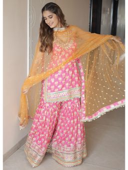 Gopi Vaid - Dwisha Pink Kurta with Shararas and Dupatta Set