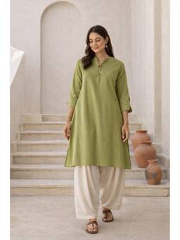VAJOONI JAIPUR - Olive Meadow Kurta with Salwar