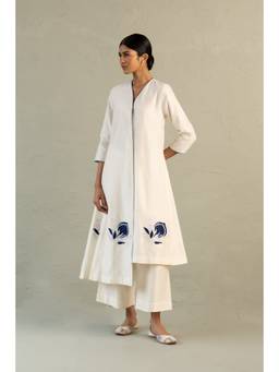 Charkhee - Ivory Edit Hi-Lo Kurta with Pant and Dupatta Set