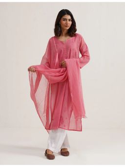 SAAYA THE LABEL - Adaa Chikankari Pink Kurta with Pant and Dupatta