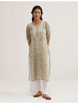 SAAYA THE LABEL - Ayra Chikankari Olive Kurta with Pant