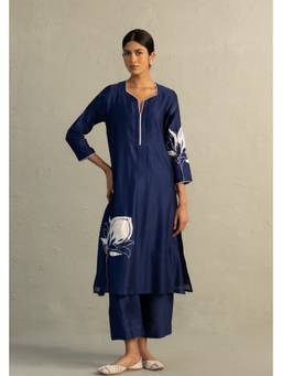 Charkhee - Blue Edit Bloom Sapphire Kurta and Pant Set