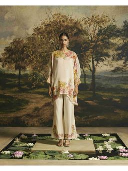 CHANDRIMA - Ivory Floral Blossom Tunic with Pant