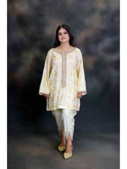 Payal Dawar - Sunheri Ivory Kurta with Dhoti