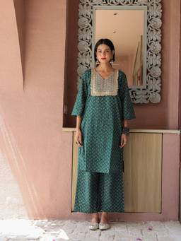 Gulabo Jaipur - Fida Green Pure Cotton Co-Ord Set