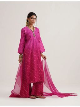 SAAYA THE LABEL - Gulnaar Banarasi Pink Kurta with Pant and Dupatta