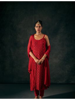 SAAYA THE LABEL - Gulnaaz Red Kurta with Pant and Dupatta