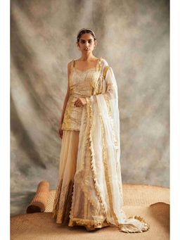 ITRH - Chandi Sona Multi-Coloured Choli with Gharara and Dupatta