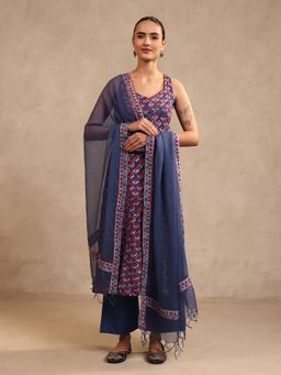 Jaipuri Banno - Dark Blue Sleeveless Kurta with Pant and Dupatta