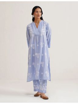 SAAYA THE LABEL - Kesar Chikankari Blue Co-Ord Sets