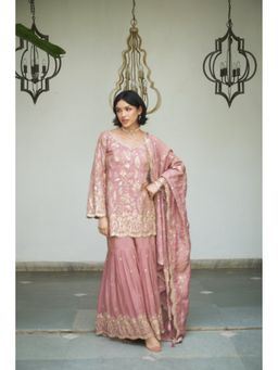 Meenagurnam - Lavender Embroidered Kurta and Gharara with Dupatta