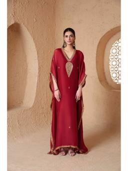 Label Niti Bothra - Mehrang Maroon Kaftan with Inner