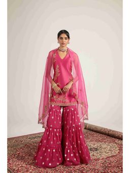 Label Niti Bothra - Mehrang Pink Sleeveless Kurta with Sharara and Dupatta