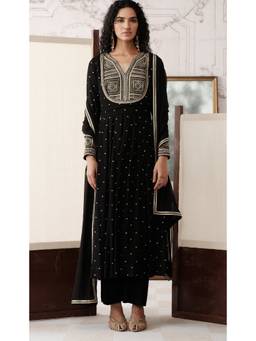 Basanti Kapde aur Koffee - Black The Legacy Gold Anarkali with Trouser and Dupatta