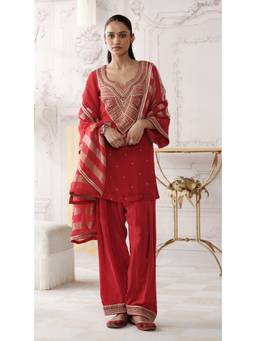 Basanti Kapde aur Koffee - Red The Scarlet Symphony Kurta with Salwar and Dupatta