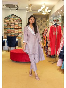 Pink Tree - Grey Pearl Embellished Kurta with Pant