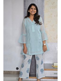 Pink Tree - Blue Kurta with Block Pant