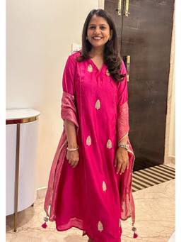 Pink Tree - Pink Gul Chanderi Kurta with Pant and Dupatta