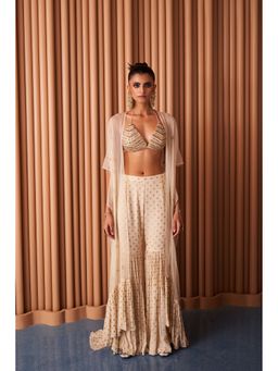 Rishi & Vibhuti - Stella Ivory Bralette with Sharara and Cape