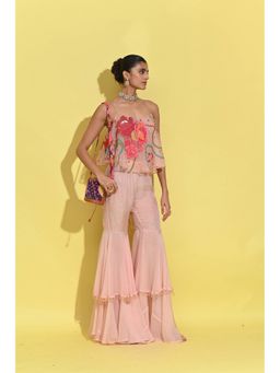 Rishi & Vibhuti - Drift Pink Cape with Sharara